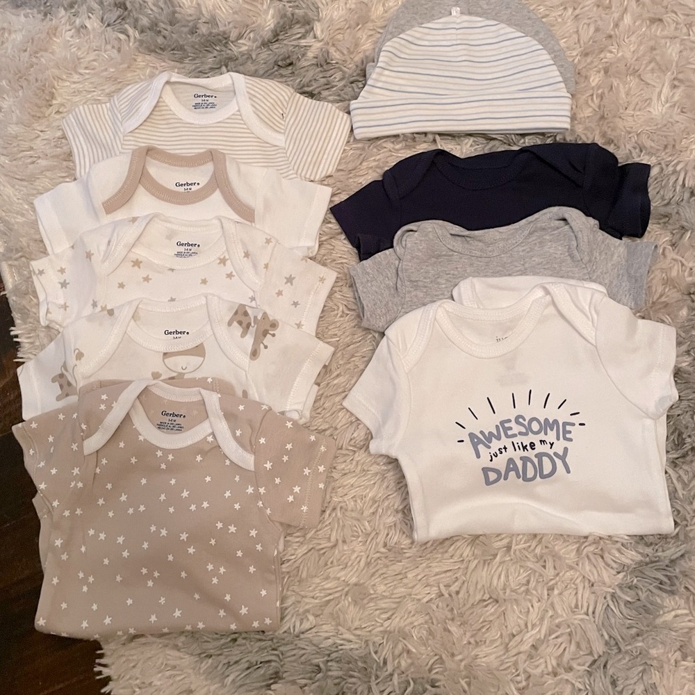 Baby Boy Onesie & Hat Bundle - 0 to 6 months